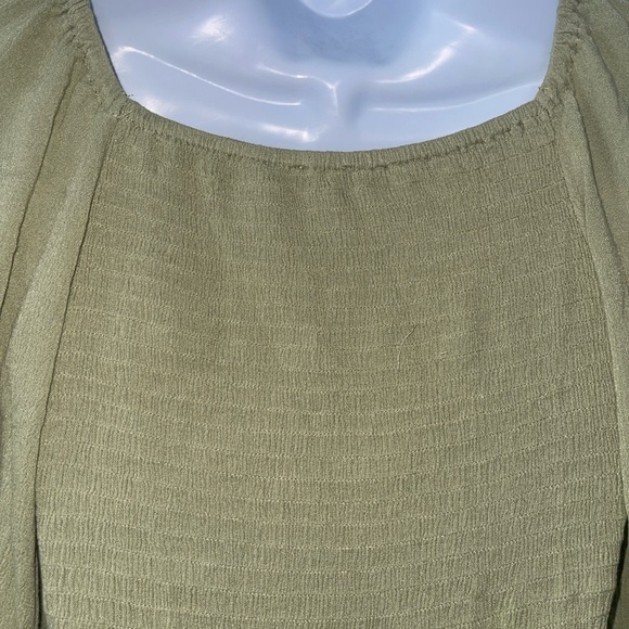 MOOYA PARIS Chic Ribbed Back Long Sleeve Olive Mini Dress - Picture 5 of 7